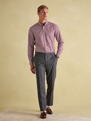 Joules Grey Slim Fit Flannel Suit Trousers - Image 4 of 10
