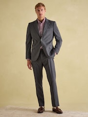 Joules Grey Slim Fit Flannel Suit Trousers - Image 6 of 10
