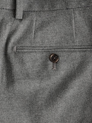 Joules Grey Slim Fit Flannel Suit Trousers - Image 9 of 10