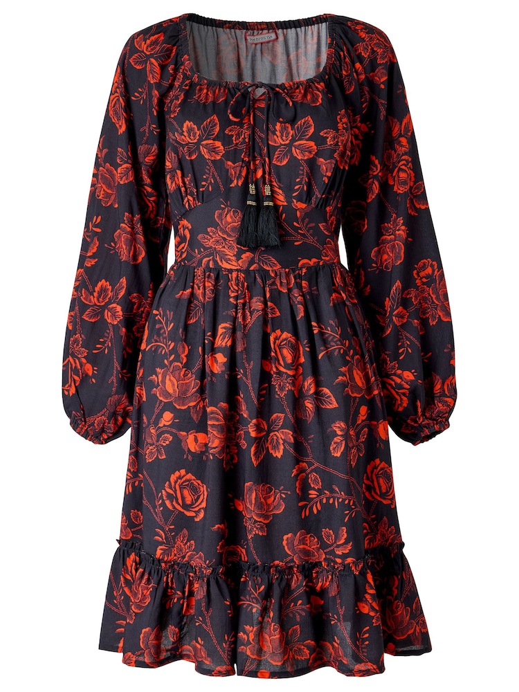 Joe Browns Black Dramatic Floral Frill Hem Mini Dress - Image 6 of 6 Joe Browns Black Dramatic Floral Frill Hem Mini Dress - Image 6 of 6