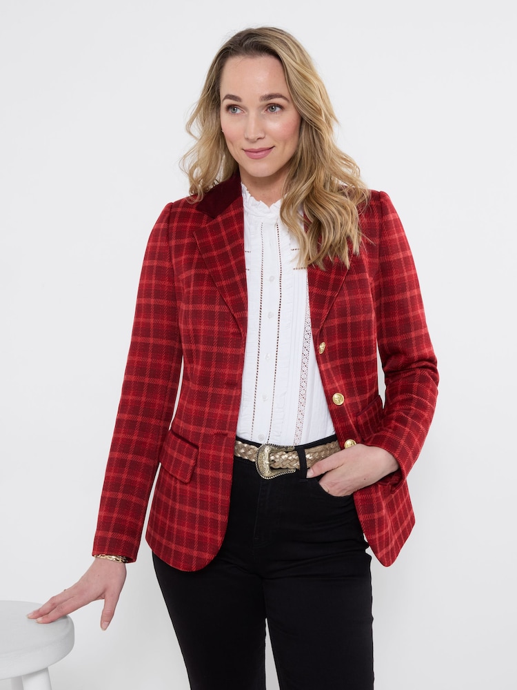 Joe Browns Red Dahlia Check Jacket - Image 1 of 5 Joe Browns Red Dahlia Check Jacket - Image 1 of 5
