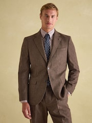 Brown Slim Fit Texture Suit Jacket - Image 1 of 7