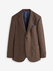 Brown Slim Fit Texture Suit Jacket - Image 2 of 7