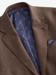 Brown Slim Fit Texture Suit Jacket - Image 3 of 7