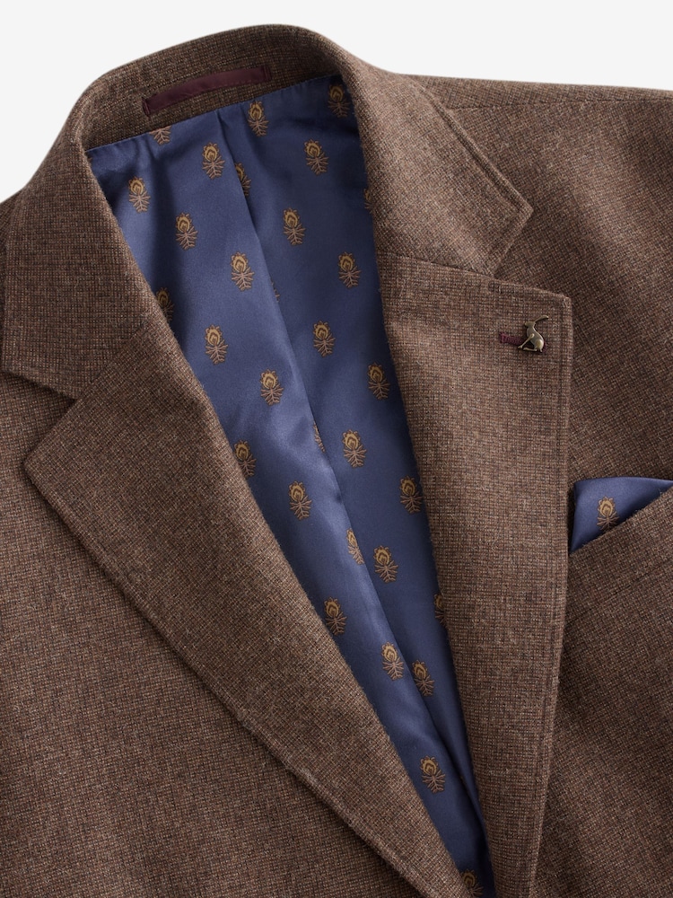Brown Slim Fit Texture Suit Jacket - Image 3 of 7