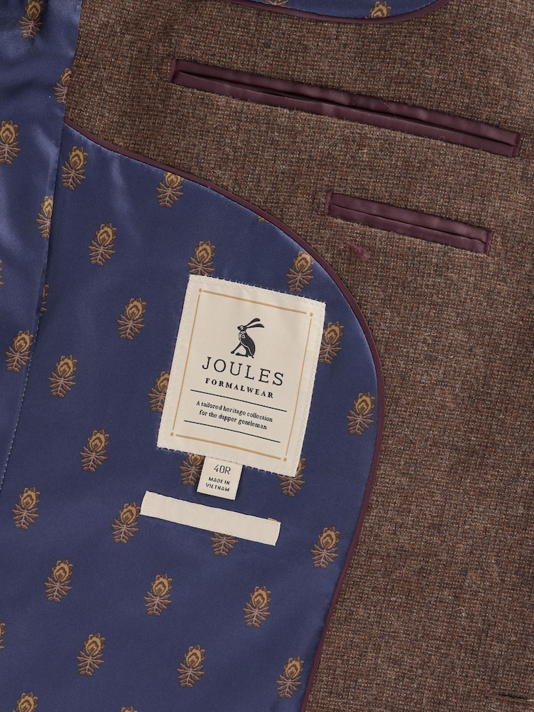 Brown Slim Fit Texture Suit Jacket - Image 4 of 7