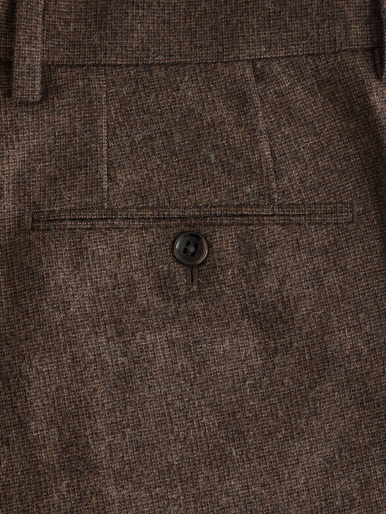 Brown Slim Fit Texture Suit Trousers - Image 10 of 10