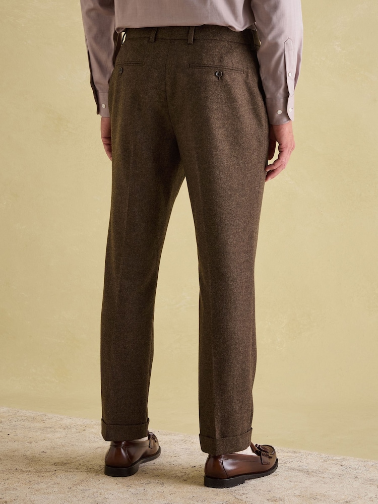 Brown Slim Fit Texture Suit Trousers - Image 2 of 10 Brown Slim Fit Texture Suit Trousers - Image 2 of 10