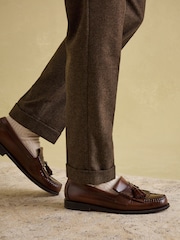 Brown Slim Fit Texture Suit Trousers - Image 3 of 10