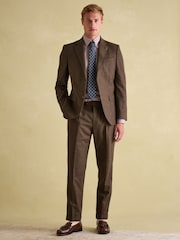 Brown Slim Fit Texture Suit Trousers - Image 4 of 10