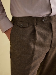 Brown Slim Fit Texture Suit Trousers - Image 5 of 10