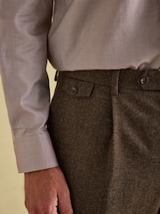 Brown Slim Fit Texture Suit Trousers - Image 7 of 10