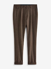Brown Slim Fit Texture Suit Trousers - Image 8 of 10