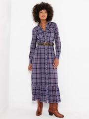 Joe Browns Blue Western Check Button Through Maxi Dress - Image 2 of 7