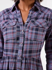 Joe Browns Blue Western Check Button Through Maxi Dress - Image 3 of 7