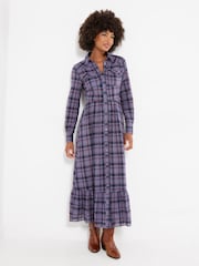 Joe Browns Blue Western Check Button Through Maxi Dress - Image 5 of 7