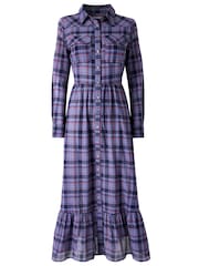 Joe Browns Blue Western Check Button Through Maxi Dress - Image 7 of 7