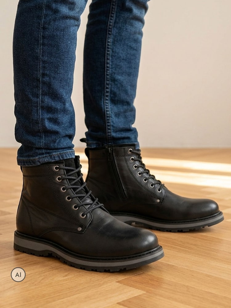 Jones Bootmaker Black Regular Fit Ealing Leather Ankle Boots - Image 1 of 6