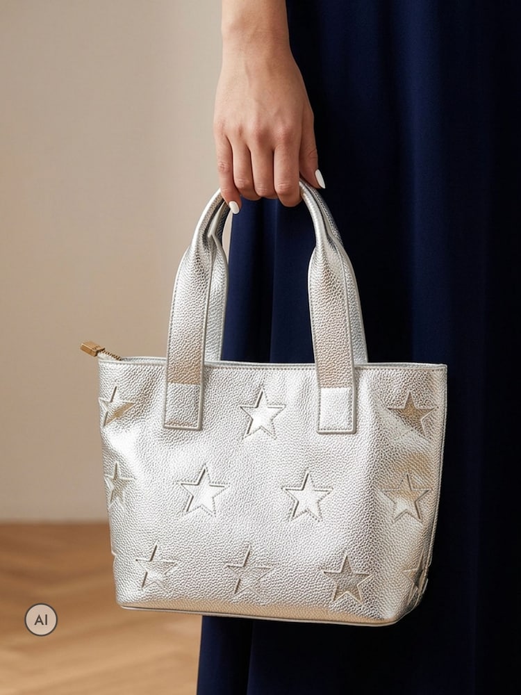 Jones Bootmaker Silver Dayna Mini Leather Handbag - Image 1 of 1 Jones Bootmaker Silver Dayna Mini Leather Handbag - Image 1 of 1