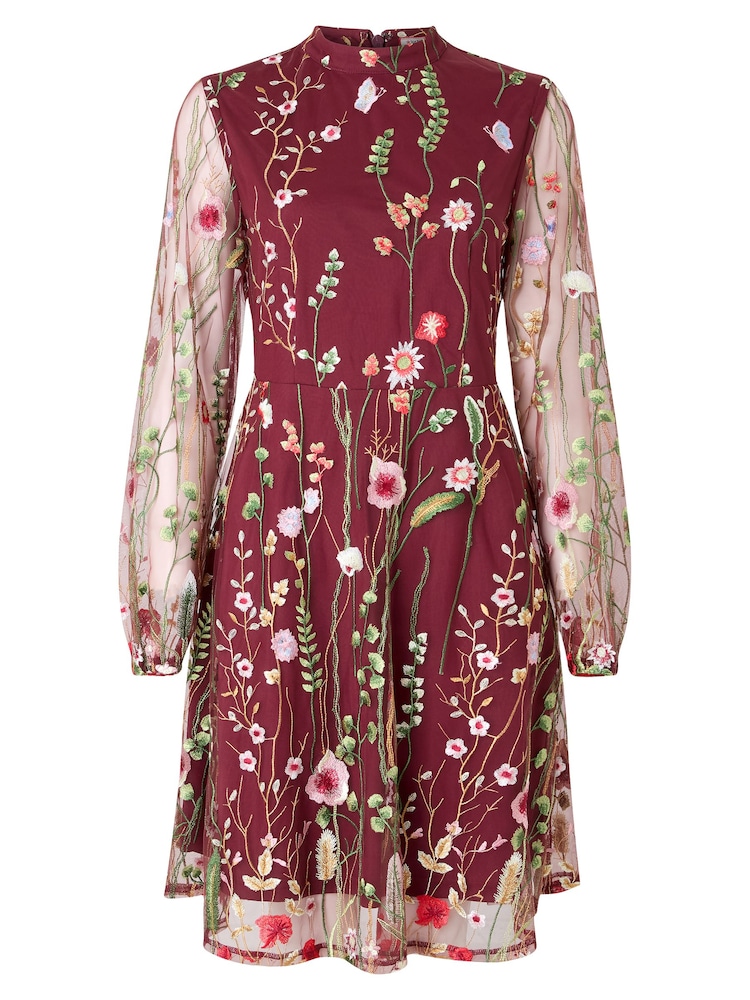 Joe Browns Red Ellie Floral Embroidered Long Sleeve Dress - Image 7 of 7 Joe Browns Red Ellie Floral Embroidered Long Sleeve Dress - Image 7 of 7