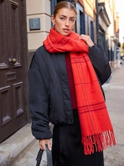 Red Check Midweight Scarf - Image 1 of 7