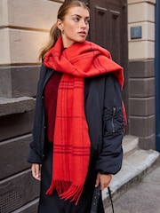 Red Check Midweight Scarf - Image 2 of 7