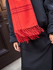Red Check Midweight Scarf - Image 4 of 7