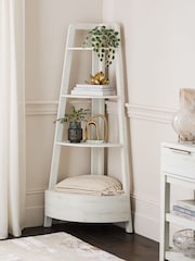 White Bronx Oak Effect Corner Ladder Shelf - Image 1 of 9