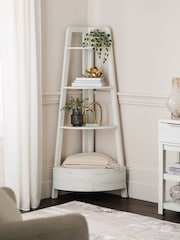 White Bronx Oak Effect Corner Ladder Shelf - Image 2 of 9