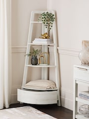 White Bronx Oak Effect Corner Ladder Shelf - Image 3 of 9