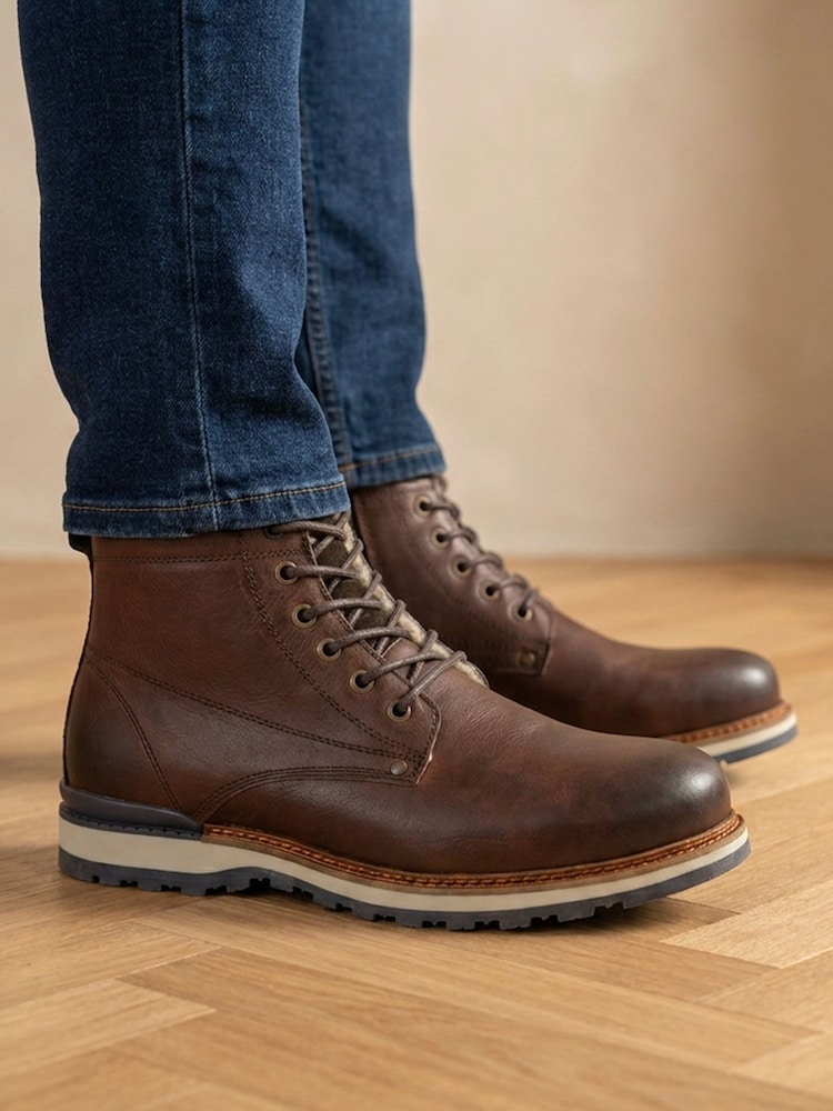 Jones Bootmaker Brown Wide Fit Ealing Leather Ankle Boots - Image 1 of 6