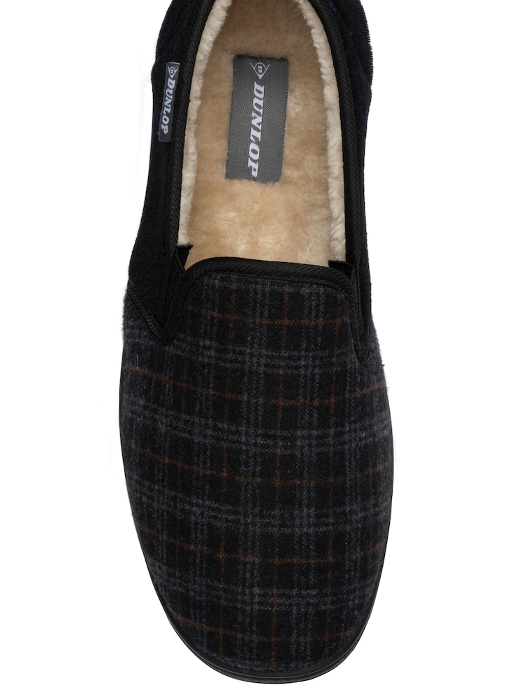 Dunlop Black Twin Gusset Warm Full Slippers - Image 4 of 4 Dunlop Black Twin Gusset Warm Full Slippers - Image 4 of 4