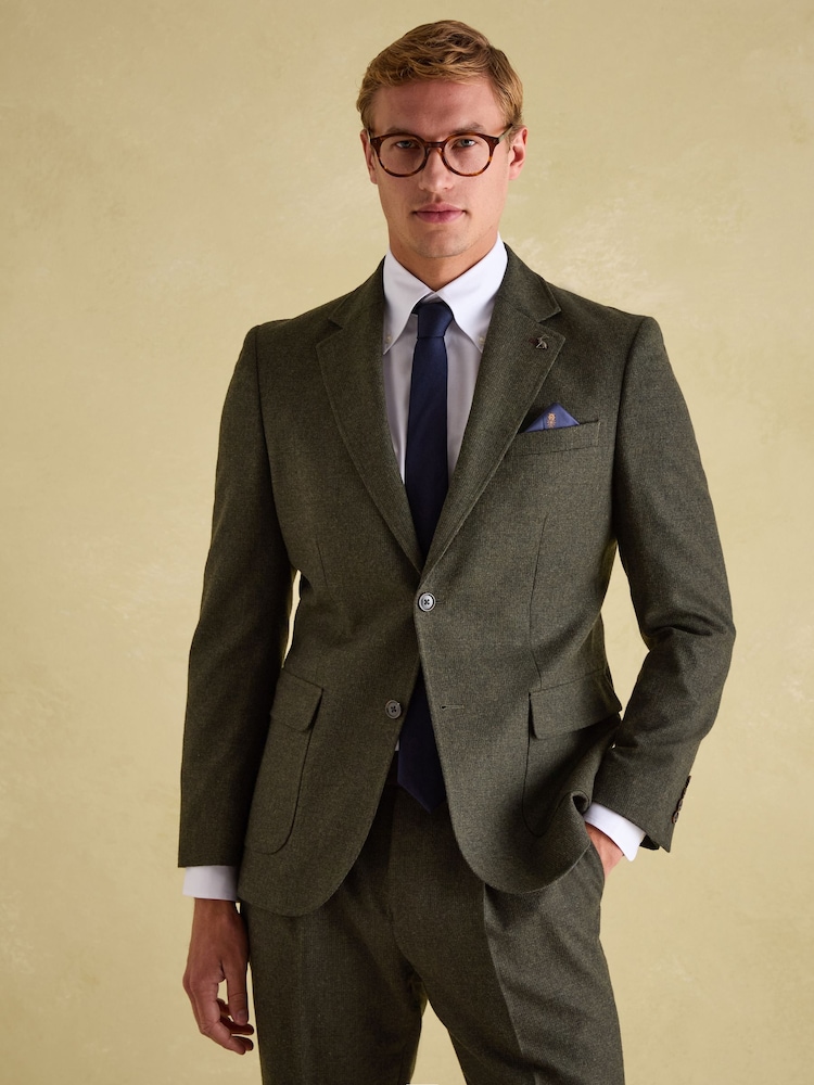 Green Slim Fit Texture Suit Jacket - Image 1 of 10