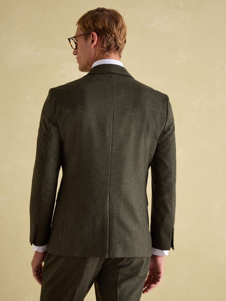 Green Slim Fit Texture Suit Jacket - Image 2 of 10