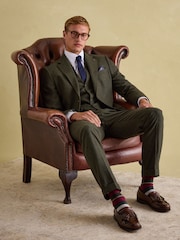 Green Slim Fit Texture Suit Jacket - Image 3 of 10