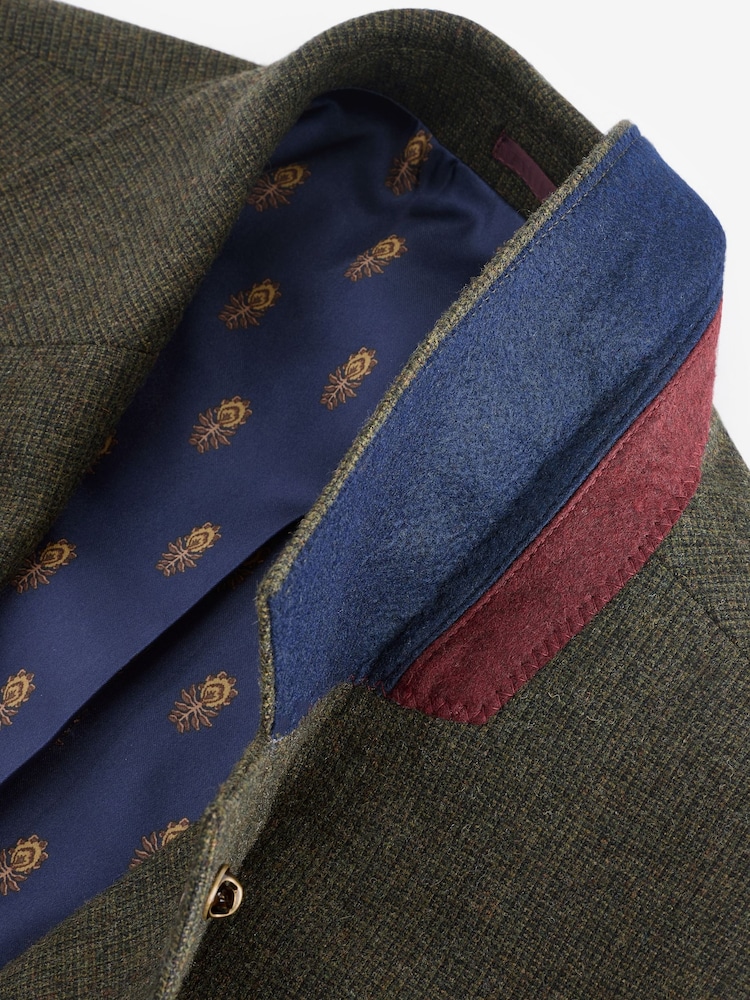 Green Slim Fit Texture Suit Jacket - Image 6 of 10