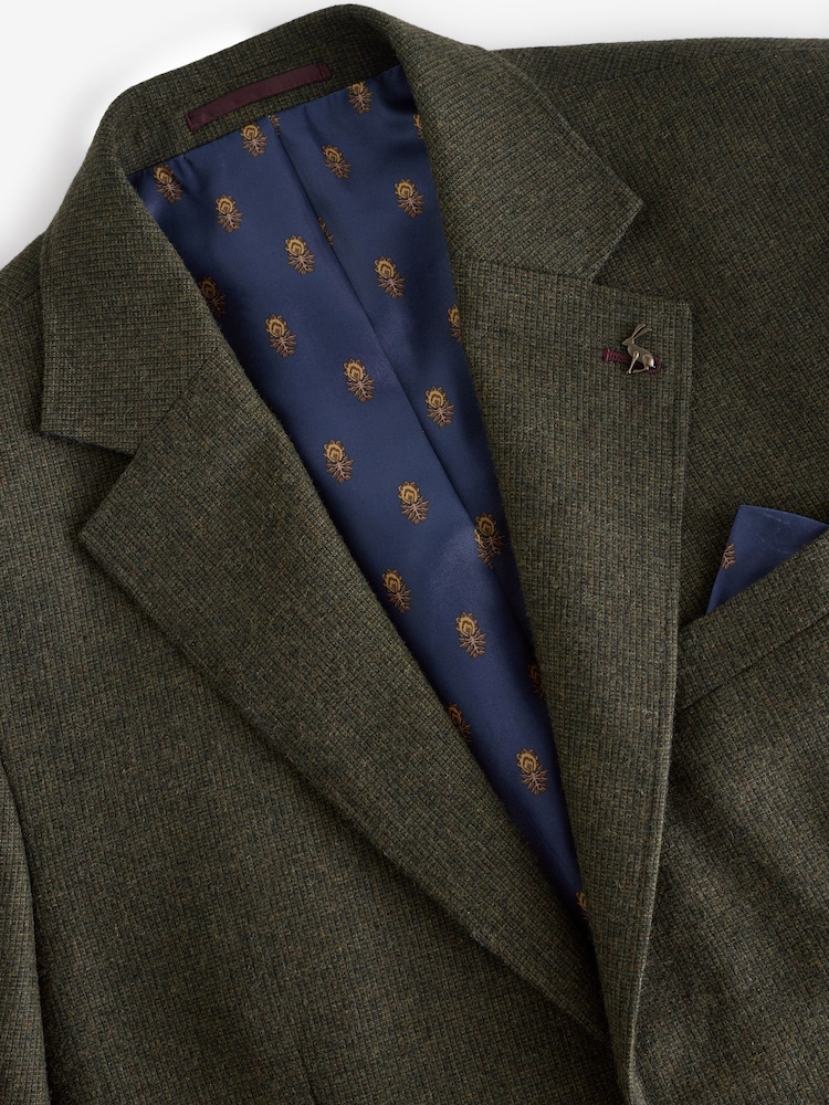 Green Slim Fit Texture Suit Jacket - Image 9 of 10