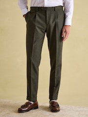 Green Slim Fit Texture Suit Trousers - Image 1 of 10