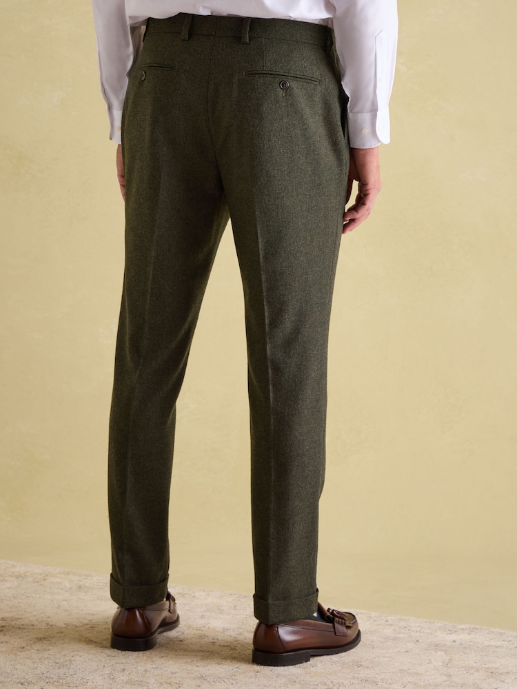 Green Slim Fit Texture Suit Trousers - Image 2 of 10