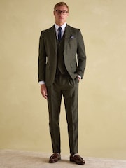 Green Slim Fit Texture Suit Trousers - Image 3 of 10