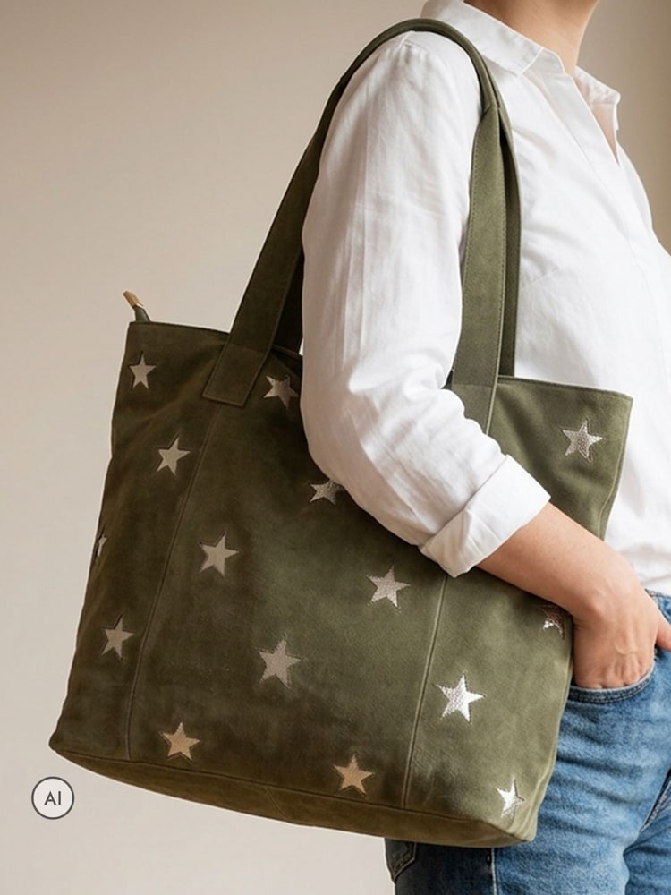 Jones Bootmaker Khaki Green Dayna Star Leather Bag - Image 1 of 6 Jones Bootmaker Khaki Green Dayna Star Leather Bag - Image 1 of 6