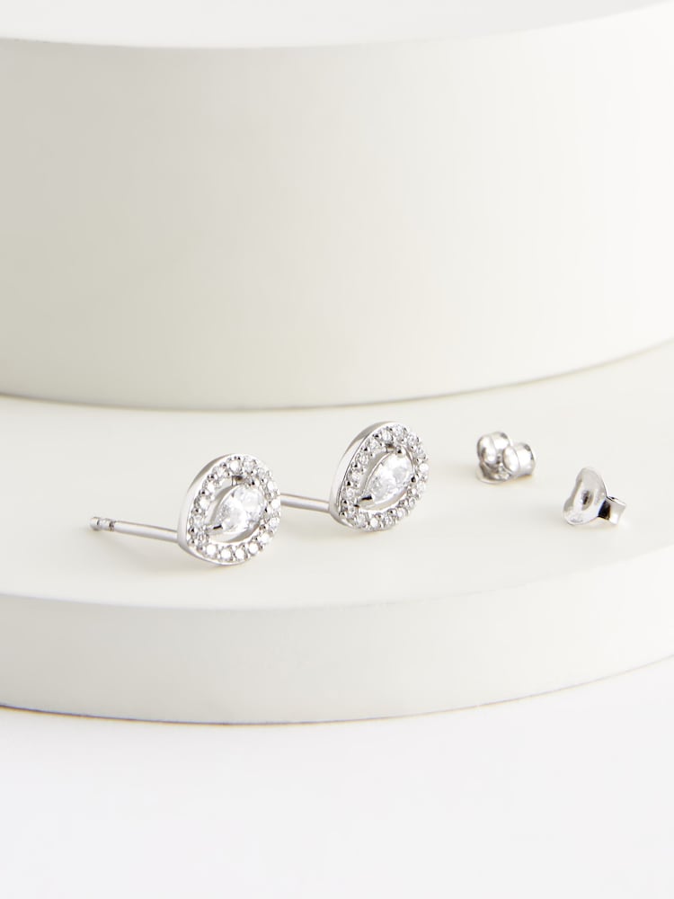 Sterlingsilber - Halo-Tropfen-Ohrstecker - Bild 3 von 3