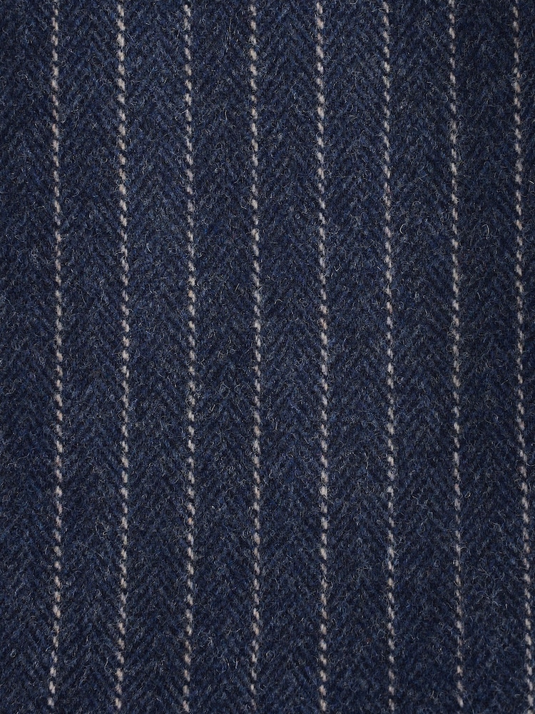 Joules Navy Slim Fit Herringbone Suit Jacket - Image 10 of 10
