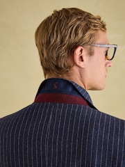 Joules Navy Slim Fit Herringbone Suit Jacket - Image 4 of 10