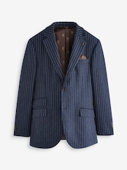 Joules Navy Slim Fit Herringbone Suit Jacket - Image 6 of 10