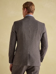Joules Brown Slim Fit Dogtooth Texture Suit Jacket - Image 2 of 9