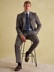 Joules Brown Slim Fit Dogtooth Texture Suit Jacket - Image 4 of 9