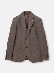 Joules Brown Slim Fit Dogtooth Texture Suit Jacket - Image 5 of 9