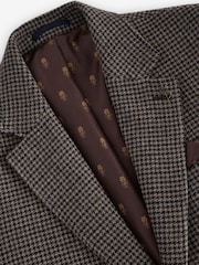 Joules Brown Slim Fit Dogtooth Texture Suit Jacket - Image 6 of 9
