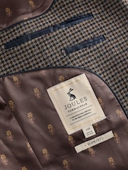 Joules Brown Slim Fit Dogtooth Texture Suit Jacket - Image 7 of 9